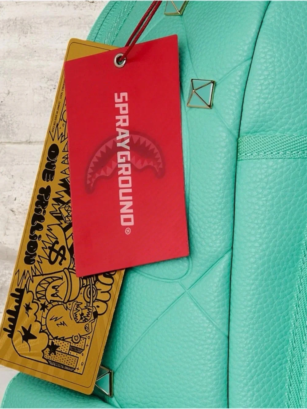 Sprayground Teal Embossed Heart & Shark Backpack